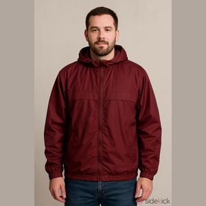 EDDIE Bauer Nylon Shell Windbreaker Packable Hidden Hood Colour Burgundy Large